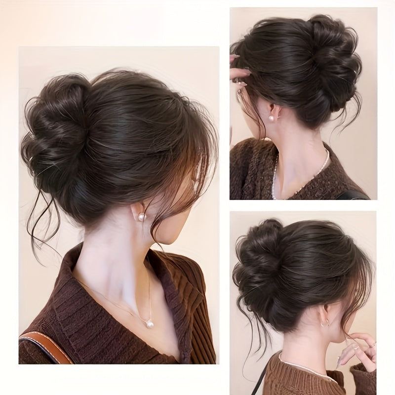 Synthetic Fiber Ponytail Wig That Withstands Heat, Featuring a Mini Comb - a Curly And Bouncy Hairpiece Ideal for Bun Updos, Ponytails, And Buns - Offers an Instant Hairstyle in Various Colors Including Black, Brown, Blonde, Red