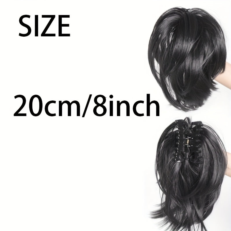 Women's -Looking Straight Black Clip-In Ponytail Wig - High Bun Hairpiece with Secure Hold, Easy to Style, Instant Volume & Length for Short Hair, Casual\u002FParty\u002F\u002F - No Glue\u002FSpray Adhesive Hair Extension