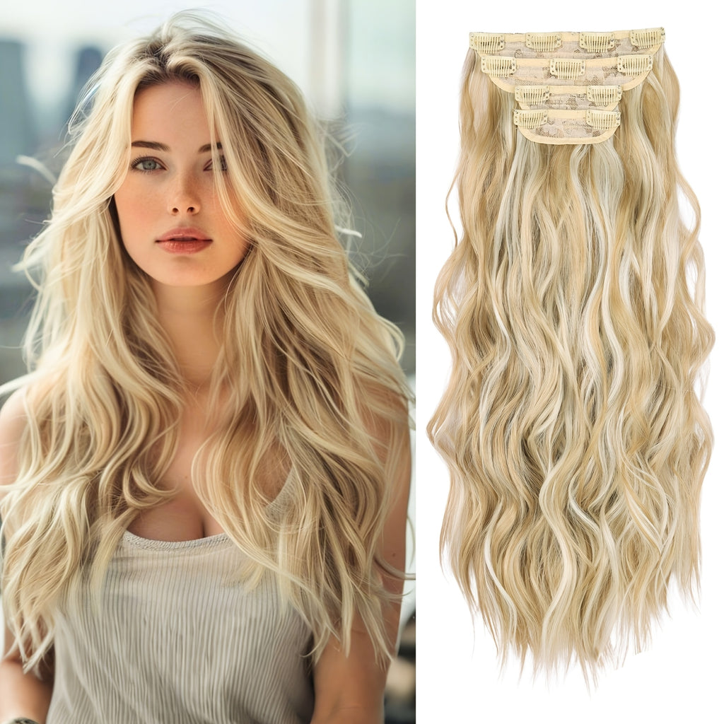 4pcs (Full Head) Clip In Hair Extensions Suitable for - Brown Black 24\