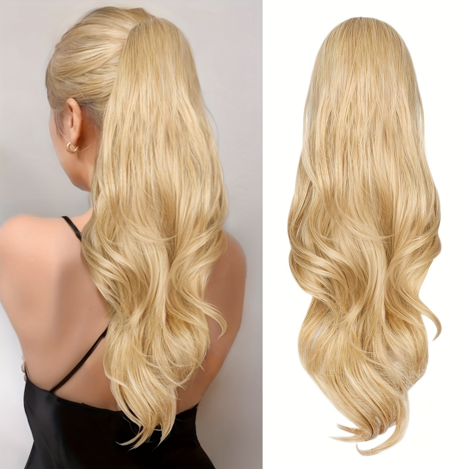 Synthetic Hairpiece for a Long Ponytail with a Voluminous Body Wave, Featuring a Drawstring Closure. Perfect for Adding a Look to Your Hairstyle for Parties, Weddings