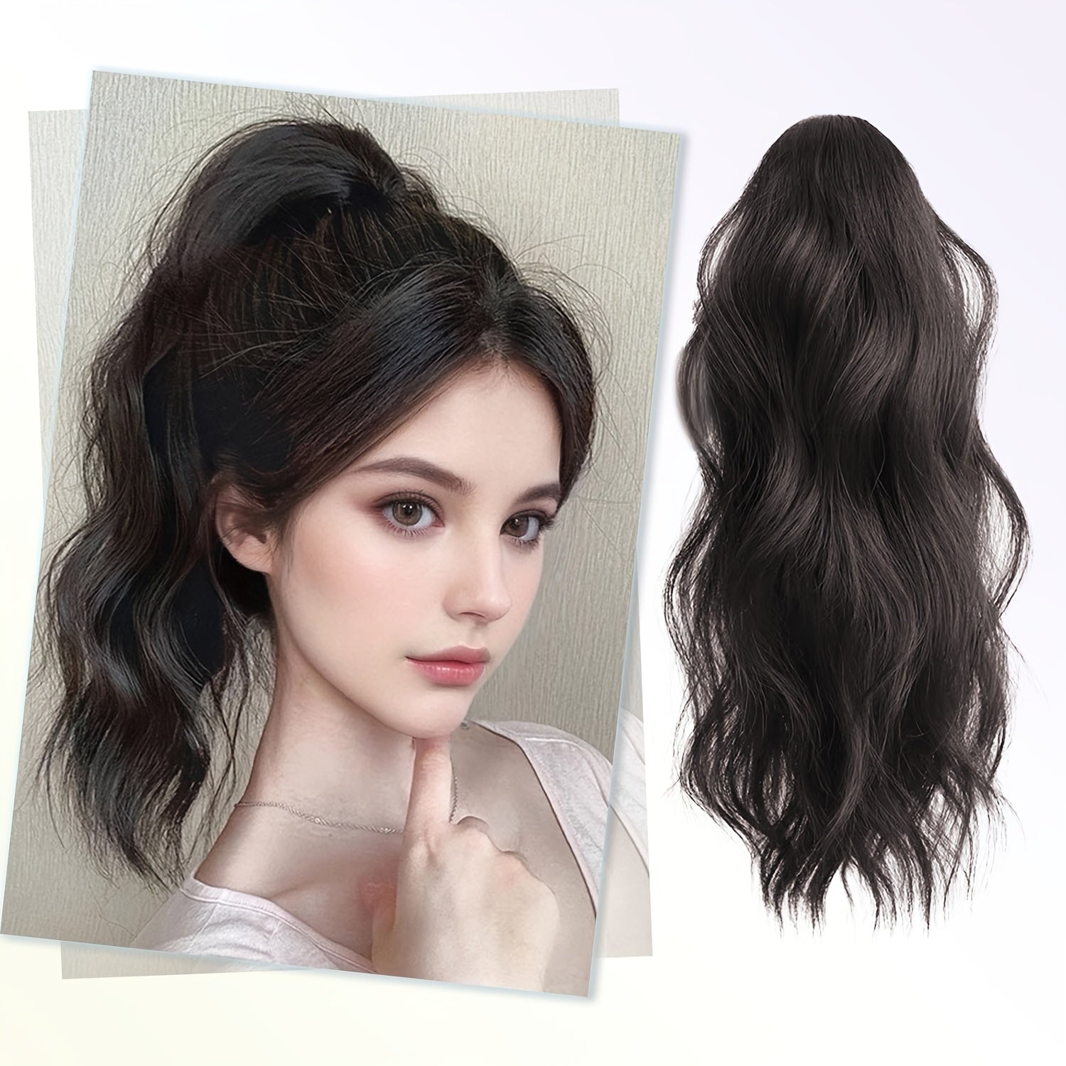 Wavy Ombre Ponytail Extensions 16 Inch Wavy Ombre Ponytail Extensions - Claw Clip In Ponytail Hair Extensions For Women | Synthetic Claw Clip In Pony Tails Hairpieces Fake Pony Tails