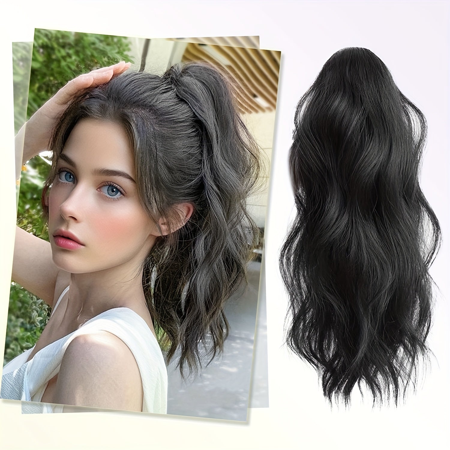 Wavy Ombre Ponytail Extensions 16 Inch Wavy Ombre Ponytail Extensions - Claw Clip In Ponytail Hair Extensions For Women | Synthetic Claw Clip In Pony Tails Hairpieces Fake Pony Tails