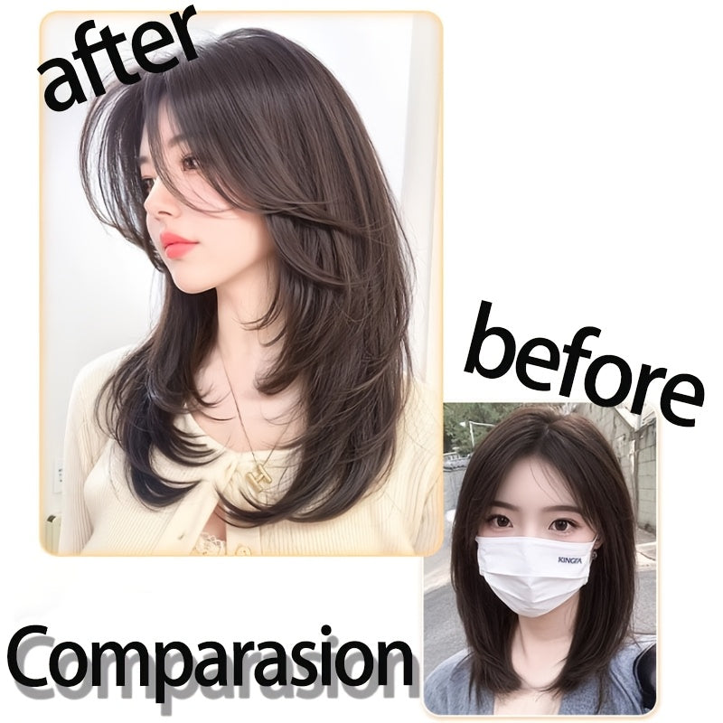 A 14-Inch Straight Hair Topper in Four Colors Designed to Hide Gray Hair, Featuring a Thin Hairpiece with a Straight Texture for Coverage