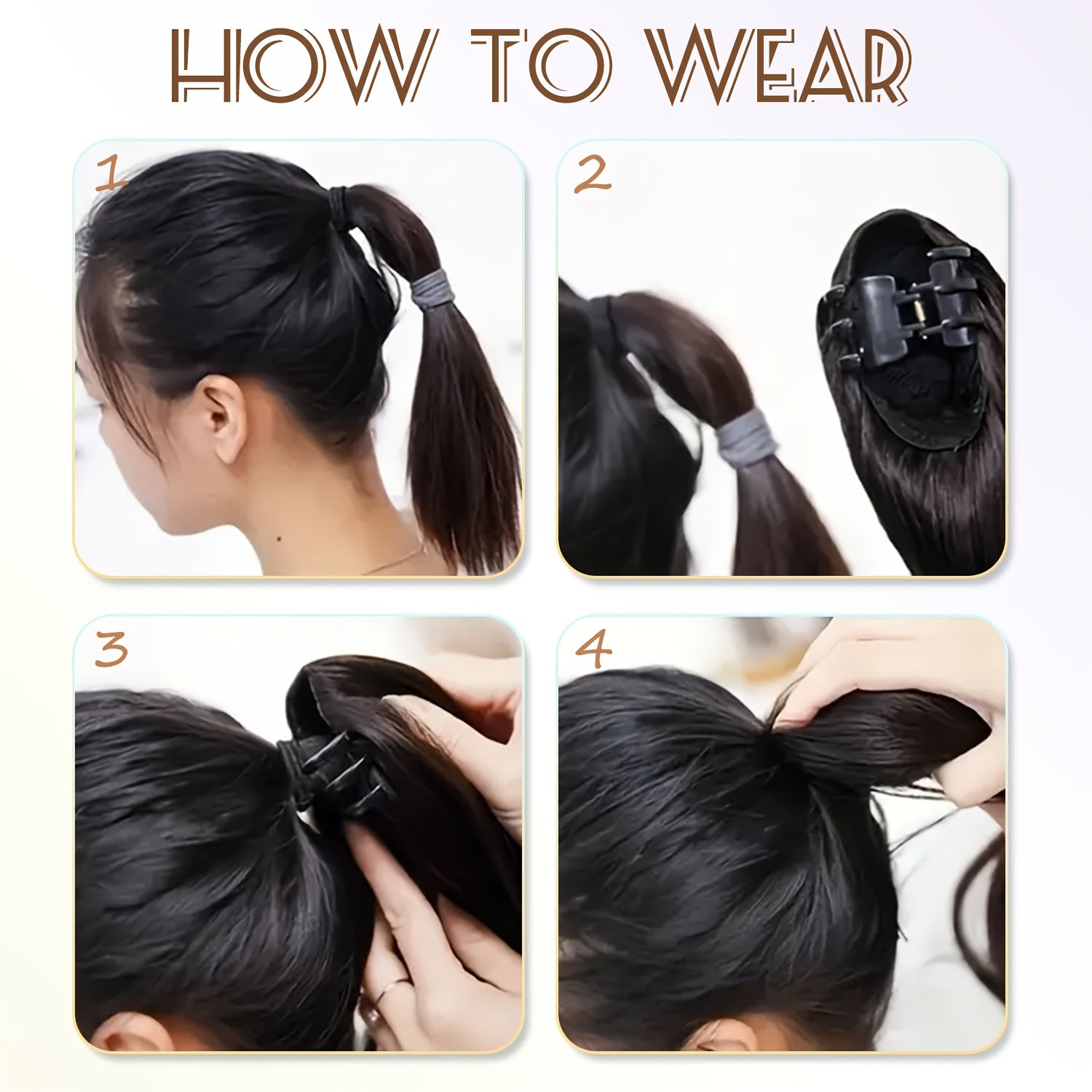 Wavy Ombre Ponytail Extensions 16 Inch Wavy Ombre Ponytail Extensions - Claw Clip In Ponytail Hair Extensions For Women | Synthetic Claw Clip In Pony Tails Hairpieces Fake Pony Tails