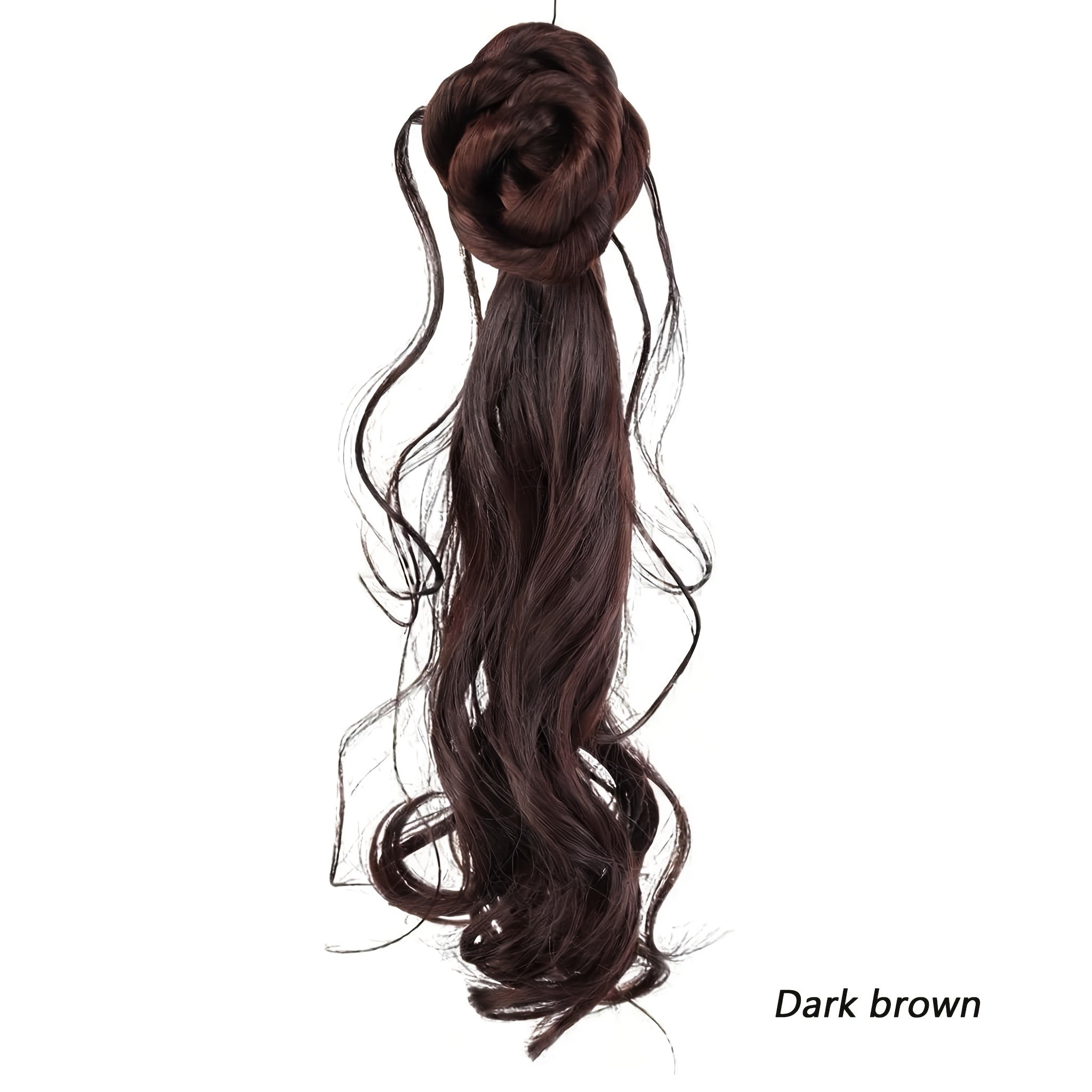 20-Inch Ancient Chinese Style Floral Ponytail - Loose Curly Synthetic Hair Bun with Clip for Weddings And Everyday Use, Ideal for Braids And Ponytails, Compatible with Various Skin Tones