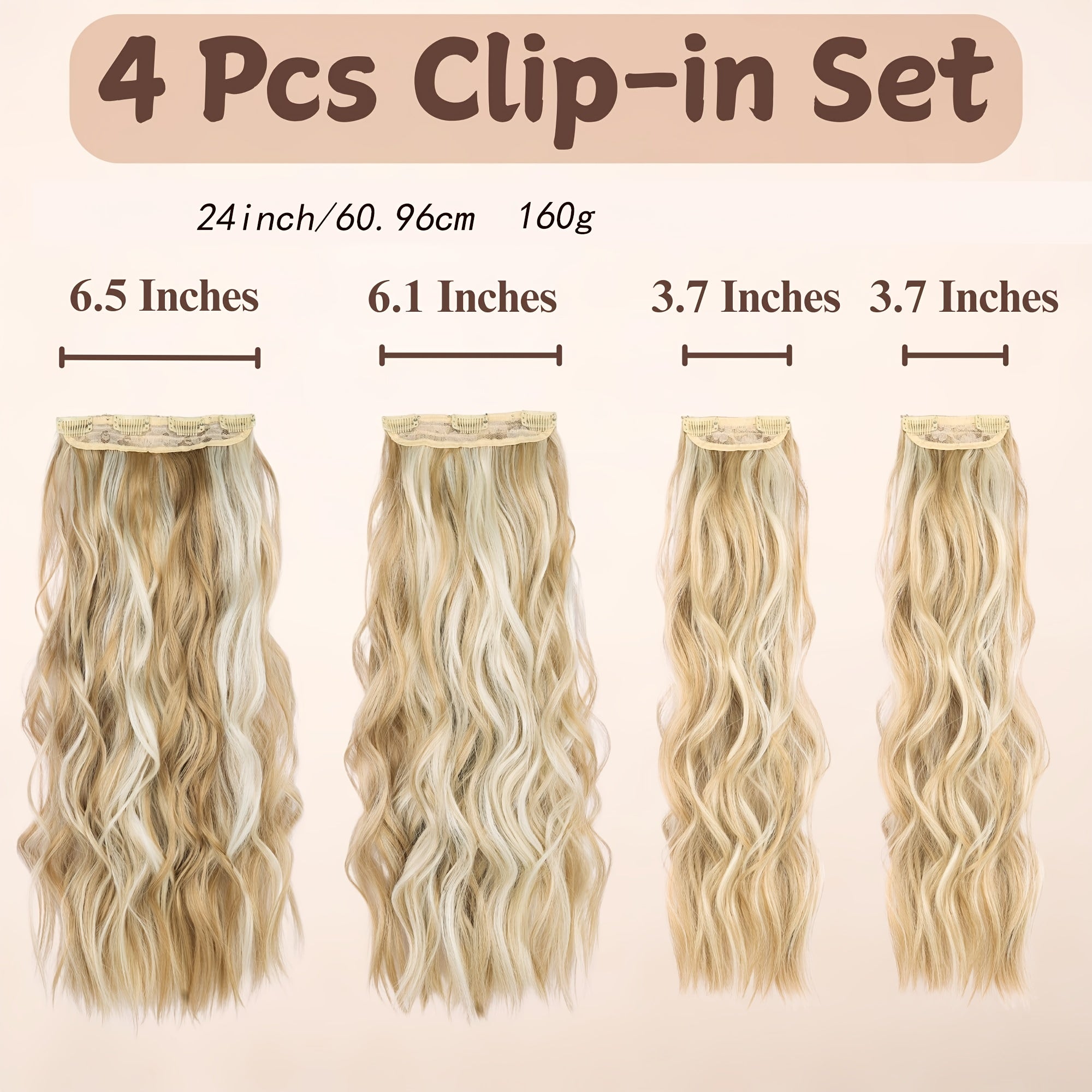 4pcs (Full Head) Clip In Hair Extensions Suitable for - Brown Black 24\