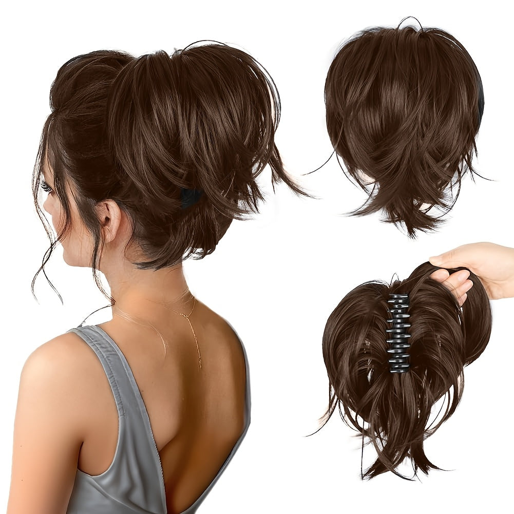 Women's -Looking Straight Black Clip-In Ponytail Wig - High Bun Hairpiece with Secure Hold, Easy to Style, Instant Volume & Length for Short Hair, Casual\u002FParty\u002F\u002F - No Glue\u002FSpray Adhesive Hair Extension
