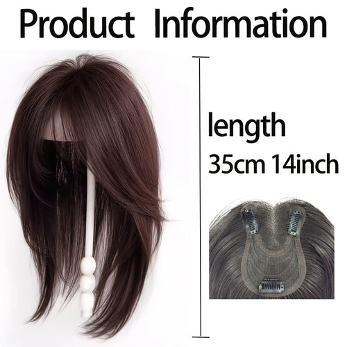 14-inch Four-Color Straight Hair Pieces Suitable for White Hair Coverage & Thinning Hair - Instant Volume Wig Extensions, Look for &, Daily Hairstyle Additions, High-Temperature Fiber Hairpiece for Sparse Areas