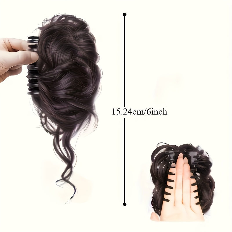 Synthetic Fiber Ponytail Wig That Withstands Heat, Featuring a Mini Comb - a Curly And Bouncy Hairpiece Ideal for Bun Updos, Ponytails, And Buns - Offers an Instant Hairstyle in Various Colors Including Black, Brown, Blonde, Red