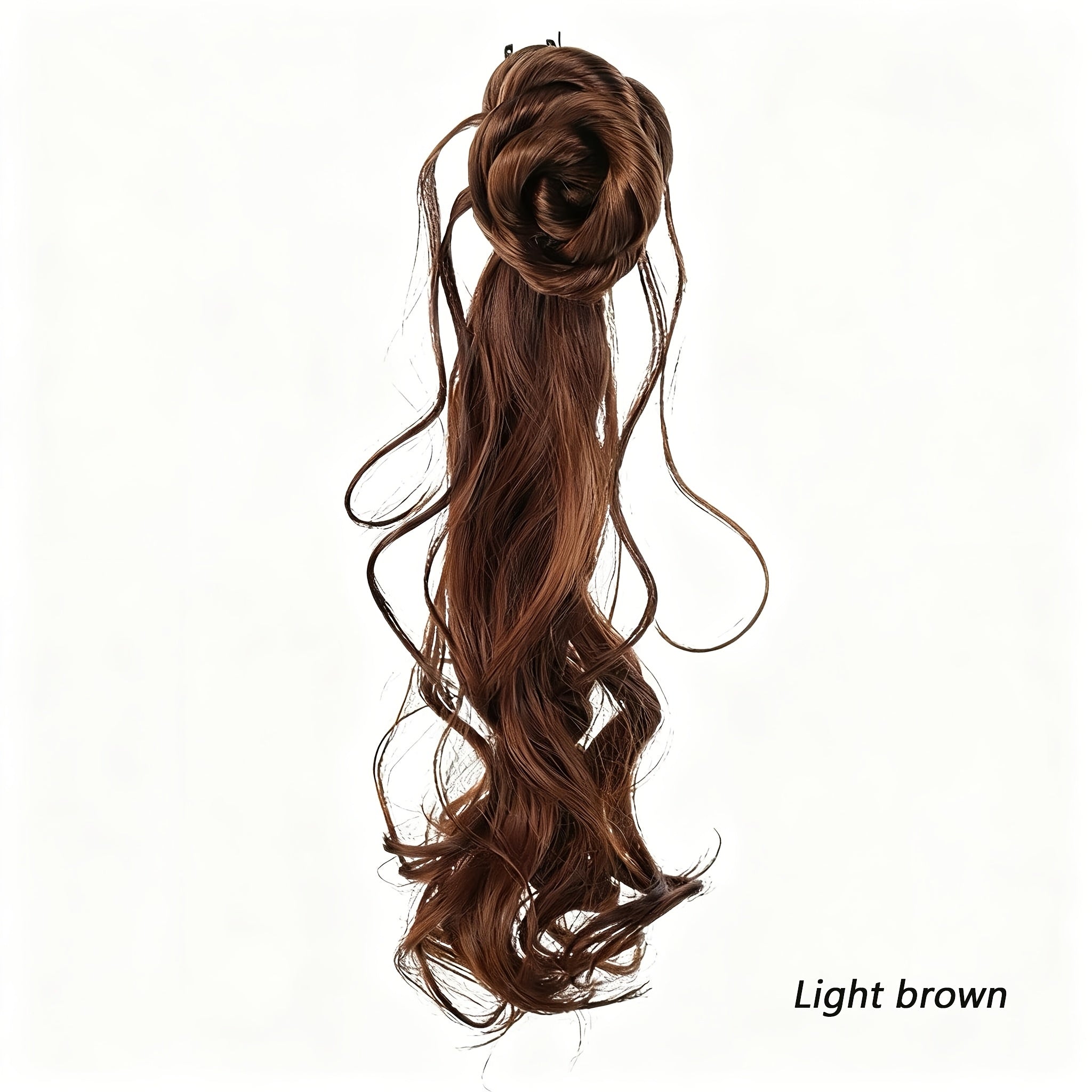 20-Inch Ancient Chinese Style Floral Ponytail - Loose Curly Synthetic Hair Bun with Clip for Weddings And Everyday Use, Ideal for Braids And Ponytails, Compatible with Various Skin Tones