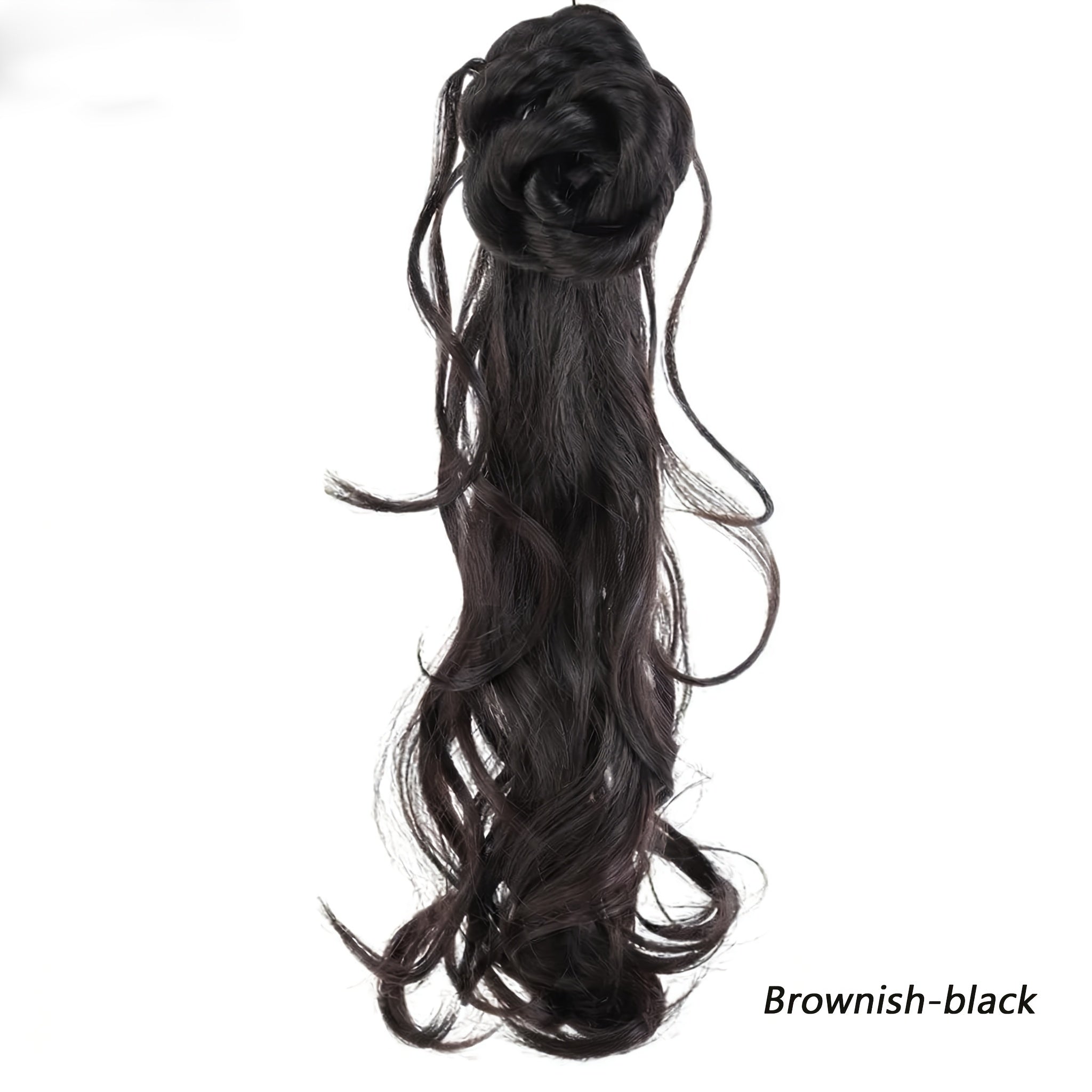 20-Inch Ancient Chinese Style Floral Ponytail - Loose Curly Synthetic Hair Bun with Clip for Weddings And Everyday Use, Ideal for Braids And Ponytails, Compatible with Various Skin Tones