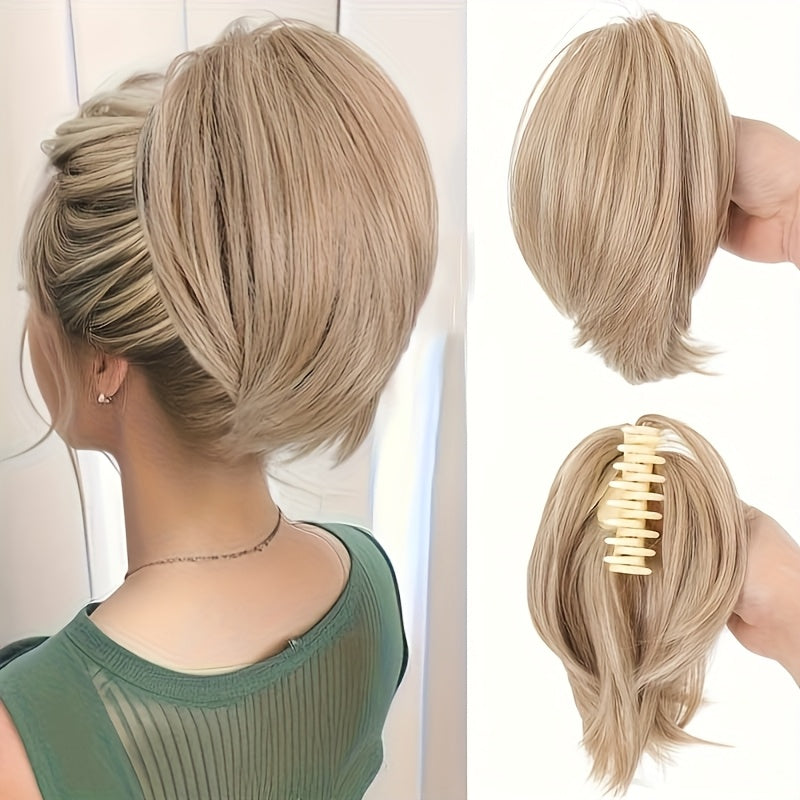 Women's -Looking Straight Black Clip-In Ponytail Wig - High Bun Hairpiece with Secure Hold, Easy to Style, Instant Volume & Length for Short Hair, Casual\u002FParty\u002F\u002F - No Glue\u002FSpray Adhesive Hair Extension