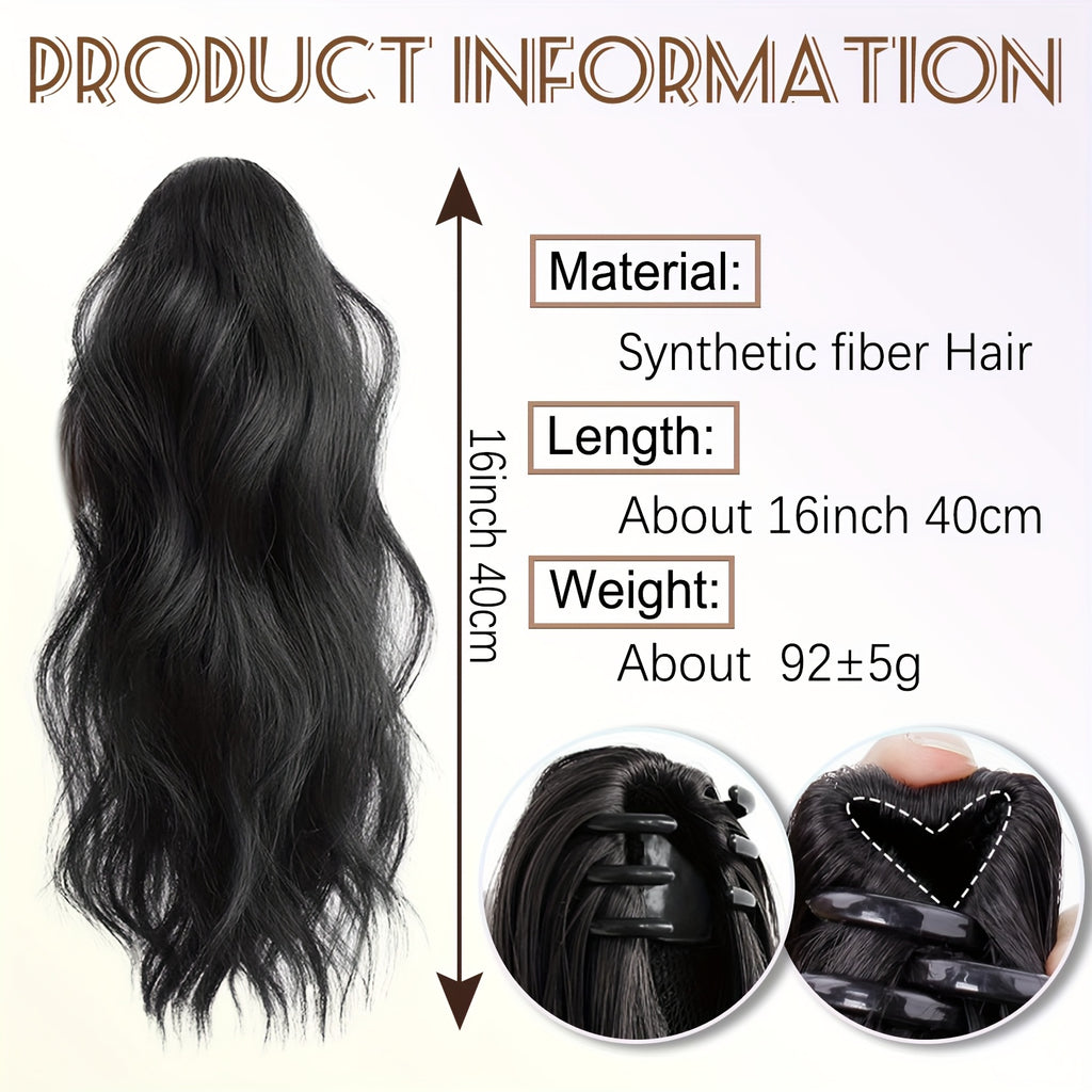 Wavy Ombre Ponytail Extensions 16 Inch Wavy Ombre Ponytail Extensions - Claw Clip In Ponytail Hair Extensions For Women | Synthetic Claw Clip In Pony Tails Hairpieces Fake Pony Tails