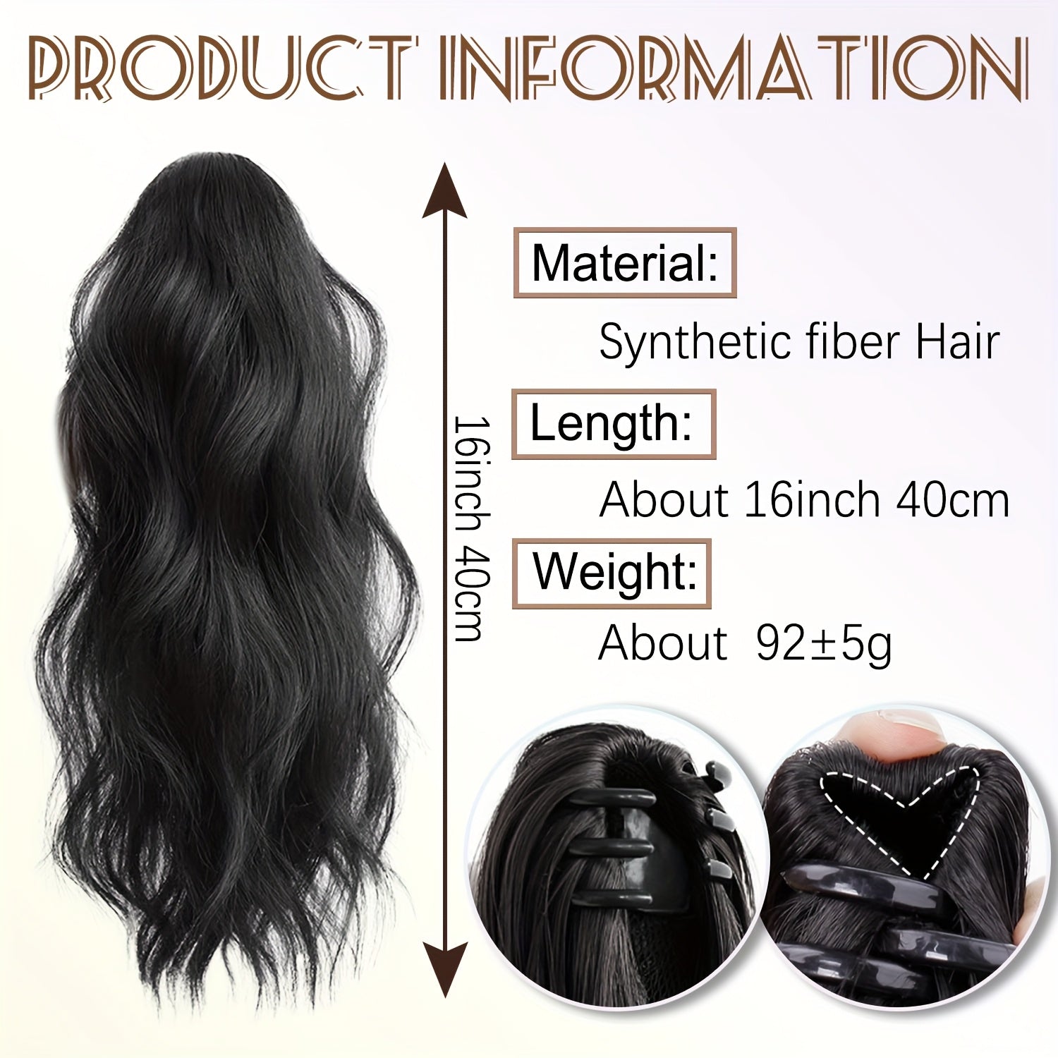 Wavy Ombre Ponytail Extensions 16 Inch Wavy Ombre Ponytail Extensions - Claw Clip In Ponytail Hair Extensions For Women | Synthetic Claw Clip In Pony Tails Hairpieces Fake Pony Tails