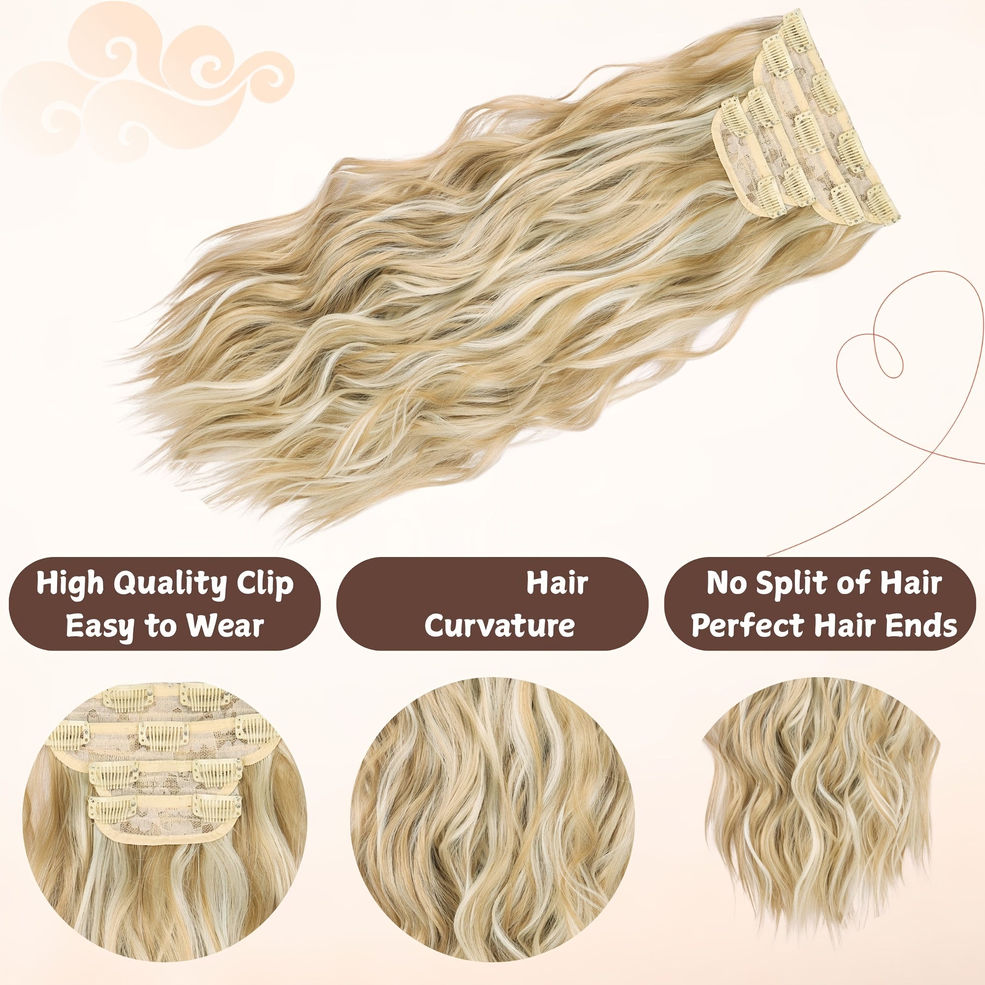 4pcs (Full Head) Clip In Hair Extensions Suitable for - Brown Black 24\
