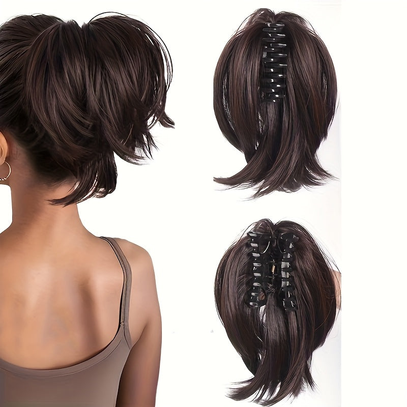 Women's -Looking Straight Black Clip-In Ponytail Wig - High Bun Hairpiece with Secure Hold, Easy to Style, Instant Volume & Length for Short Hair, Casual\u002FParty\u002F\u002F - No Glue\u002FSpray Adhesive Hair Extension